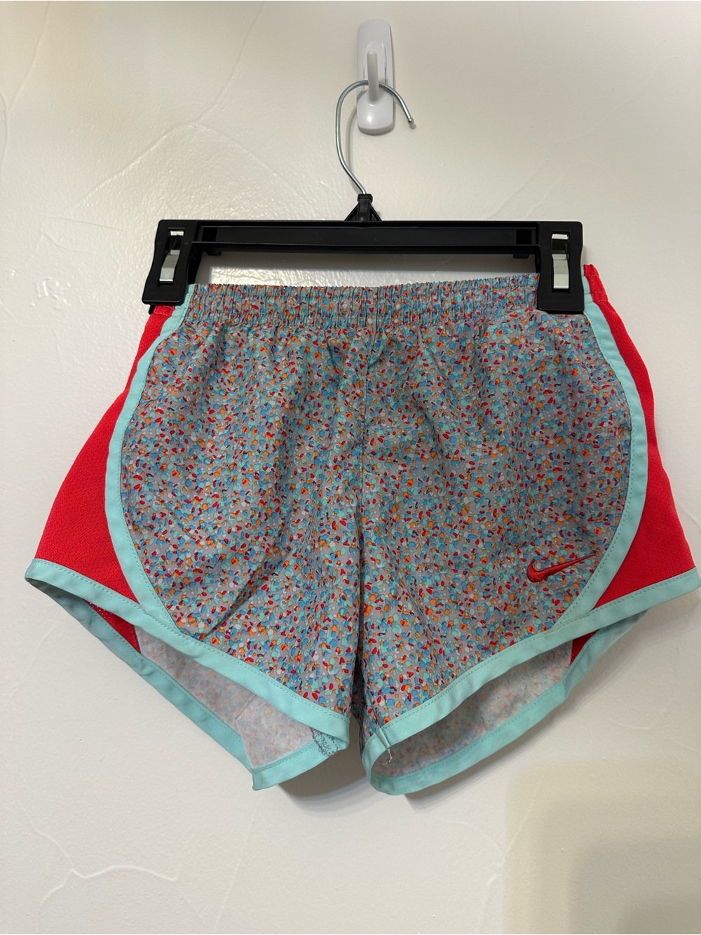 Nike Red and Aqua Dot-Print Athletic Shorts
